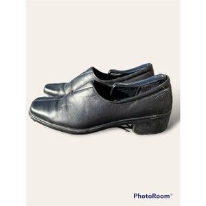 ECCO Womens Size 40 (9-9.5) Pumps Square Toe Black Leather Loafers Ecco Light